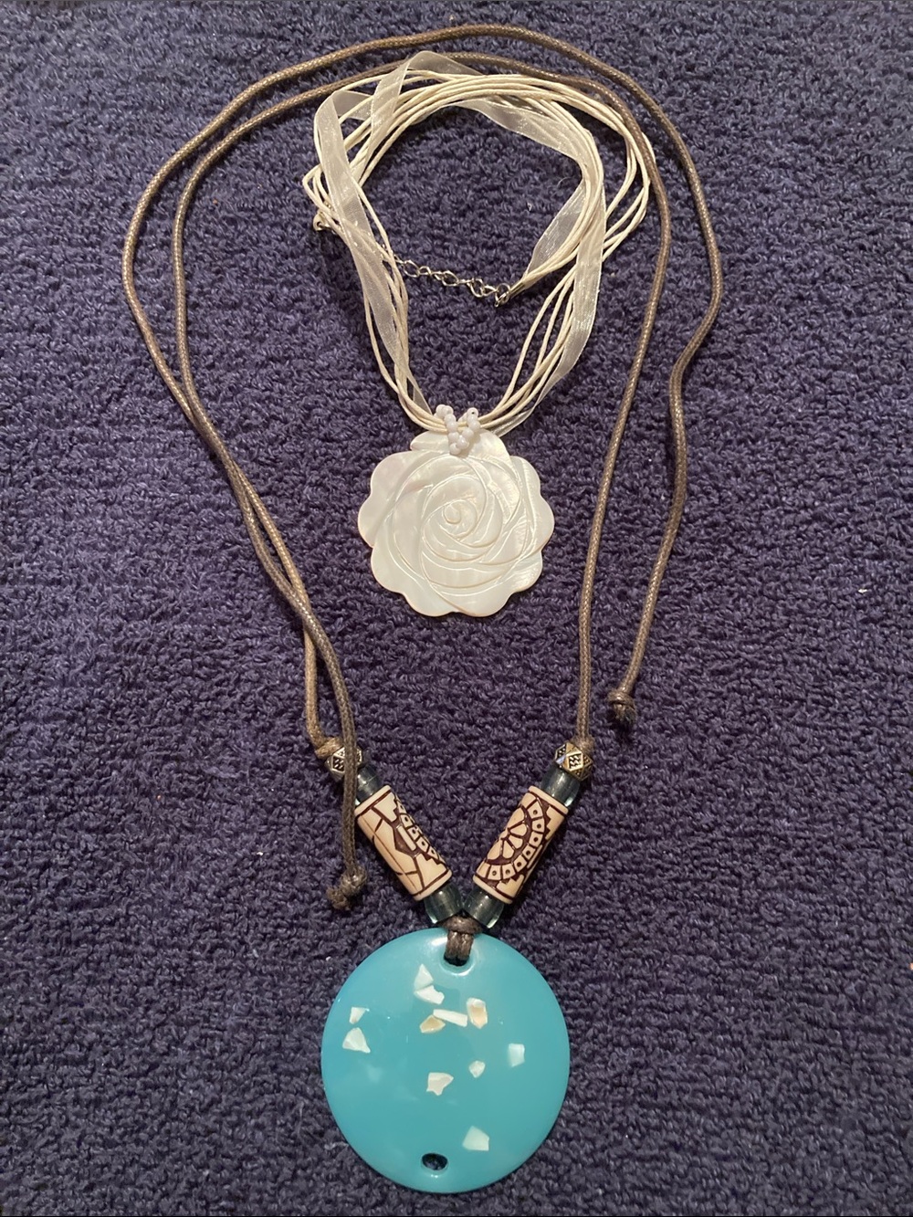 2 Corded Pendant Boho Necklaces
